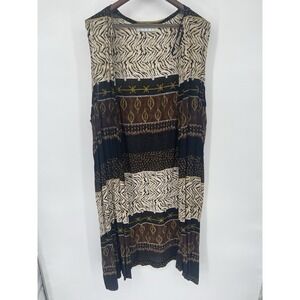 Vtg Sleeveless Cardigan Duster Patchwork Mixed Print Indie Boho Festival Artsy